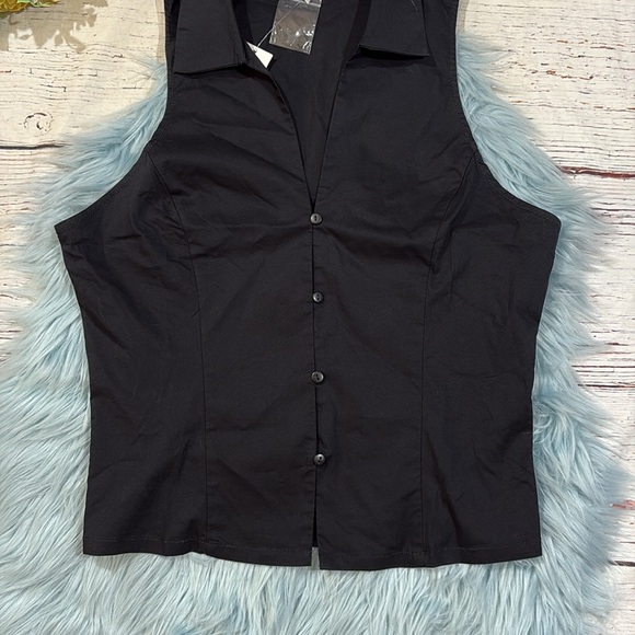 NWT Urban Outfitters Party Girl Cotton-Blend Button Down Sleeveless Shirt - Picture 6 of 9